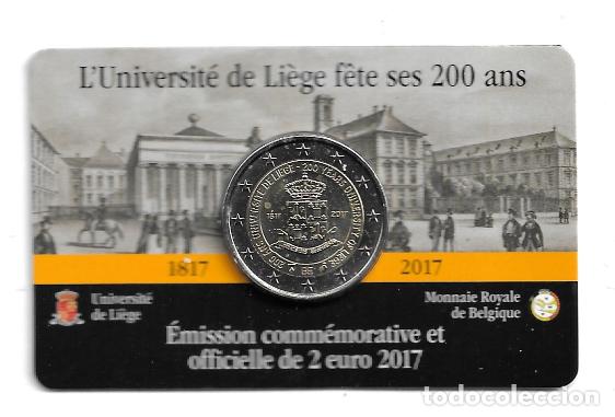 Euros: BELGICA 2017. COINCARD DE 2 EUROS DEDICADO A LA UNIVERSIDAD DE LIEJA. VERSION FRANCESA.