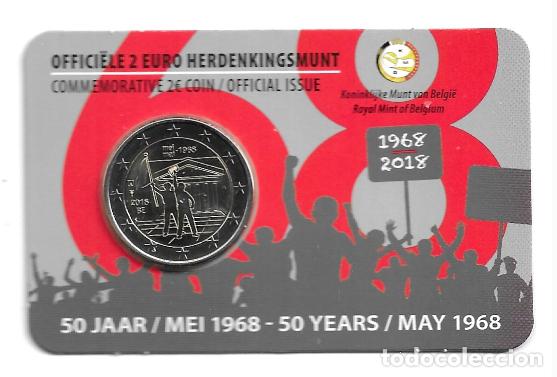 Euros: BELGICA 2018. COINCARD DE 2 EUROS DEDICADO A MAYO DEL 68. VERSION ALEMANA.