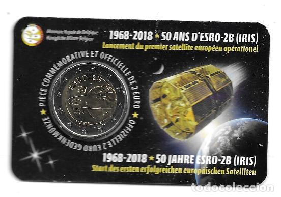 Euros: BELGICA 2018. COINCARD DE 2 EUROS DEDICADO AL D'ESRO-2B. VERSION FRANCESA.
