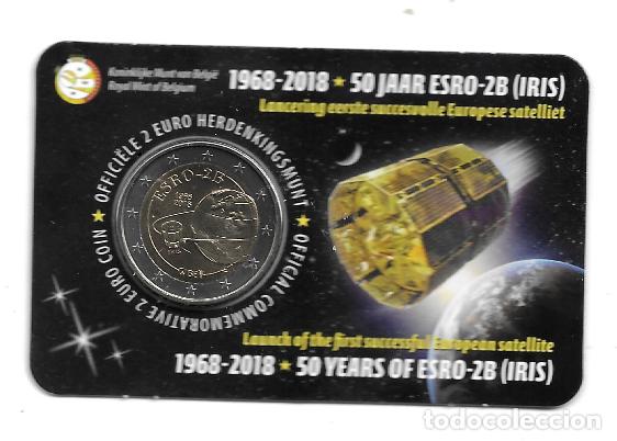 Euros: BELGICA 2018. COINCARD DE 2 EUROS DEDICADO AL D'ESRO-2B. VERSION ALEMANA.