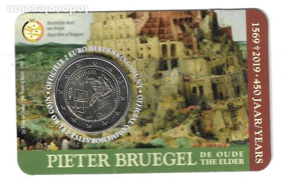 Euros: BELGICA 2019. COINCARD DE 2 EUROS DEDICADO A PIETER BRUEGEL. VERSION ALEMANA.