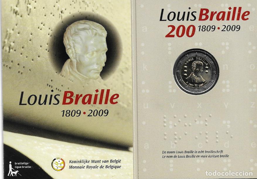 Euros: BELGICA 2009. CARTERA, COINCARD DE LOUIS BRAILLE. 200 A&Ntilde;OS (1809-2009)