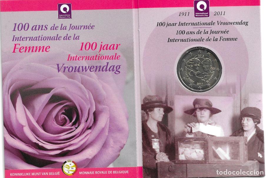Euros: BELGICA 2010. CARTERA, COINCARD DE LOS 100 A&Ntilde;OS DE LA JORNADA INTERNACIONAL DE LA MUJER.