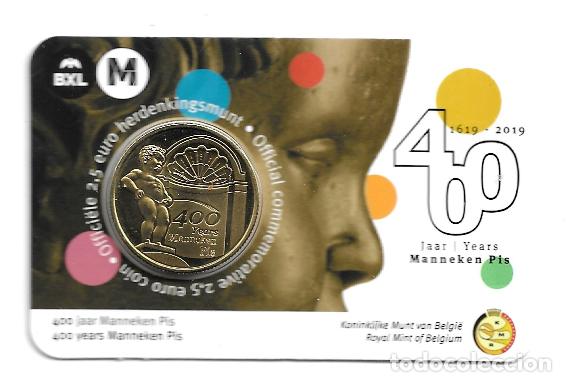 Euros: BELGICA 2019. COINCARD DE 2 1/2 &euro; DE LOS 400 A&Ntilde;OS DEL MANNEKEN PIS. VERSION FRANCESA.