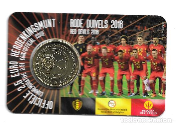 Euros: BELGICA 2018. COINCARD DE 2 1/2 &euro; DE LOS DIABLOS ROJOS. VERSION FRANCESA.
