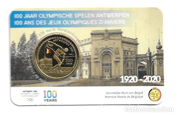 Euro: BELGICA 2020. COINCARD DE 2 1/2 &euro; DE LOS 100 A&Ntilde;OS DE LOS JUEGOS OLIMPICOS AMBERES. VERSION FRANCESA.