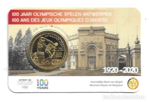 Euros: BELGICA 2020. COINCARD DE 2 1/2 &euro; DE LOS 100 A&Ntilde;OS DE LOS JUEGOS OLIMPICOS AMBERES. VERSION ALEMANA.
