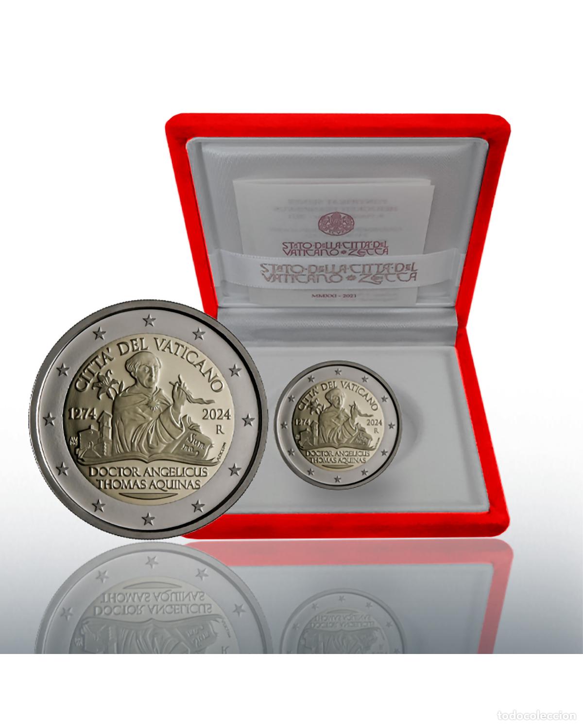 Euros: VATICANO 2024. MONEDA DE 2 EUROS PROOF DE LOS 750 A&Ntilde;OS DE LA MUERTE DE SANTO TOMAS DE AQUINO.