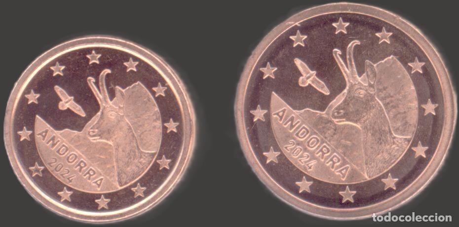 Euros: Andorra 1 Cent and 2 Cent 2024 Uncirculated UNC - Foto 1