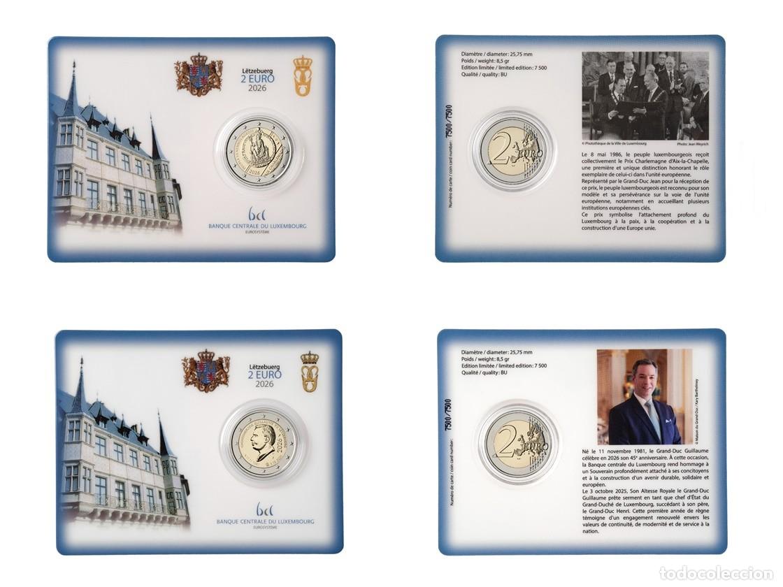 Euros: LUXEMBURGO 2 x 2 E. 2026 COINCARDS - PREMIO CARLOMAGNO Y D. GUILLERMO -
