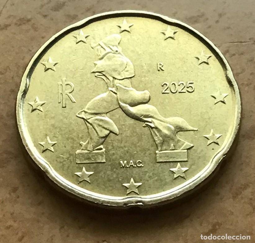 Euros: 20 c&eacute;ntimos de euro de Italia. A&ntilde;o 2025