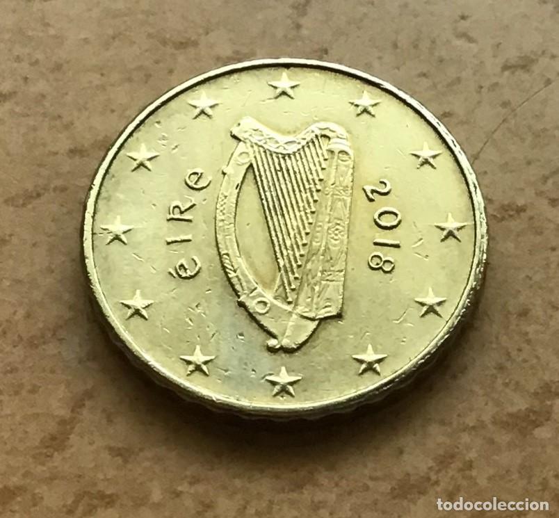 Euros: 10 c&eacute;ntimos de euro de Irlanda. A&ntilde;o 2018. Muy rara. Tirada tan solo 190.000 piezas