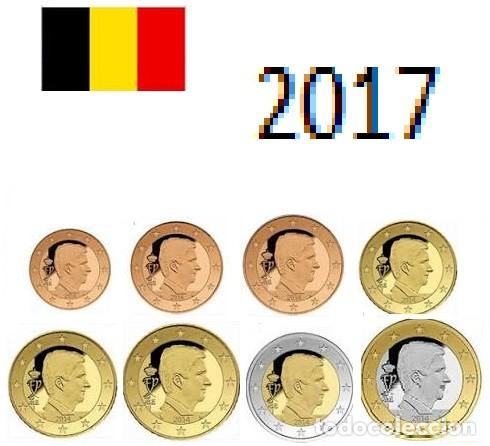 Euros: B&eacute;lgica, Euros 2017 A&ntilde;o completo (Serie de 8 monedas)./ Procedente de rollo, Sin Circular.