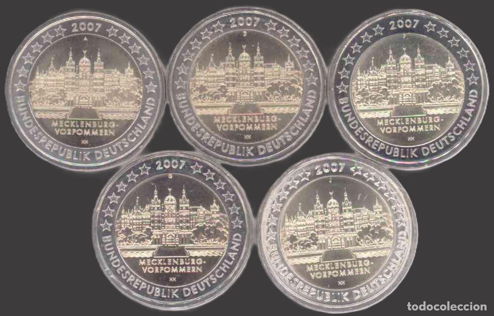 Euros: All 5 Germany 2 Euro CC 2007 Schloss Schwerin A D F G J UNC