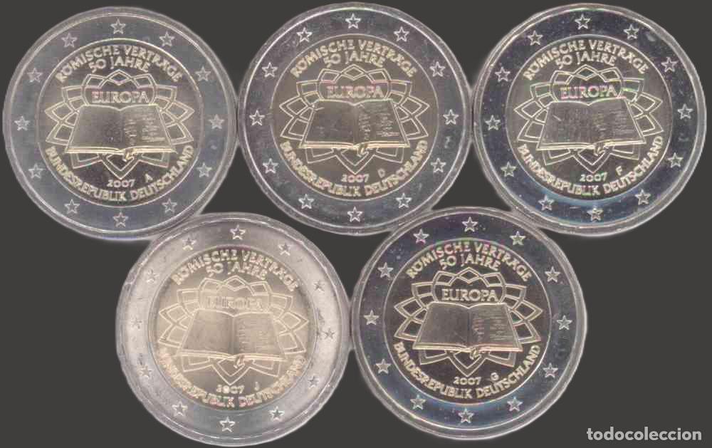 Euros: All 5 Germany 2 Euro CC 2007 Treaty of Rome A D F G J UNC