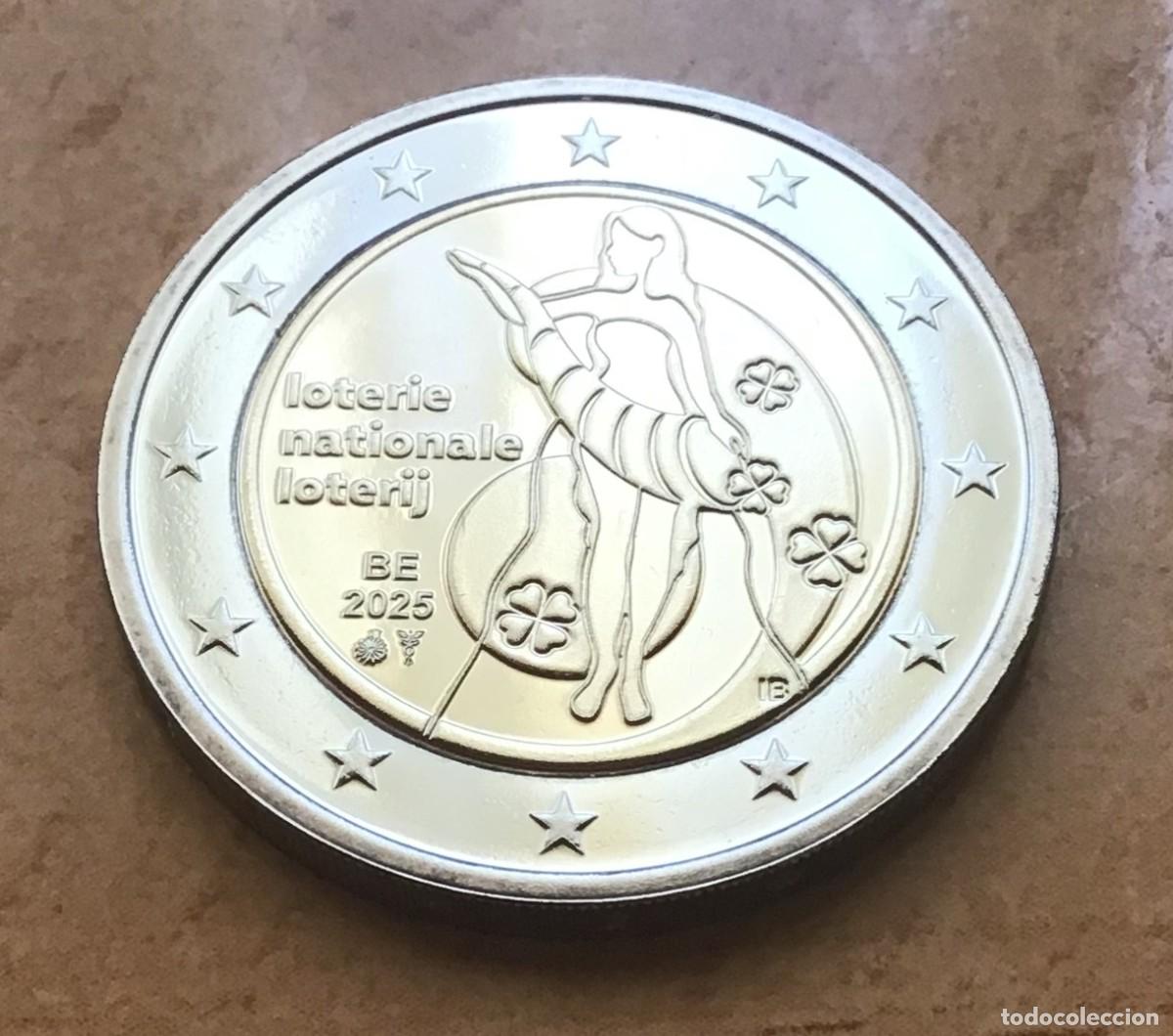 Euros: 2 euros conmemorativos de B&eacute;lgica. Loter&iacute;a nacional belga. A&ntilde;o 2025. Circulada EBC+