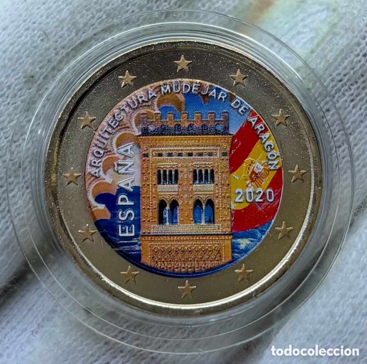 Euros: Moneda 2 Euros 2020 SC Mudejar Coloreada. Euro &euro; Color Conmemorativa Espa&ntilde;a