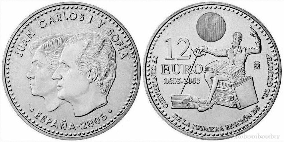Euros: Espa&ntilde;a Moneda 12 Euros Conmemorativa El Quijote 2005 Km 1067 Plata