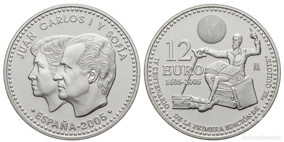 Euros: Espa&ntilde;a Moneda 12 Euros Conmemorativa El Quijote 2005 Km 1067 Plata