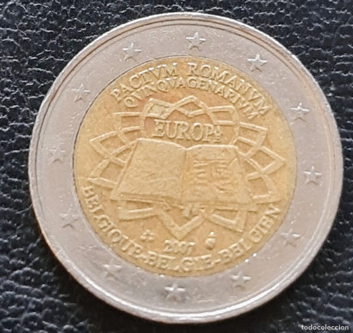 Euros: B&eacute;lgica 2007 2 euros Tratado Roma moneda conmemorativa