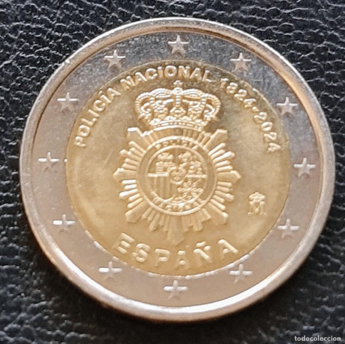 Euros: Espa&ntilde;a 2024 2 euros Polic&iacute;a nacional moneda conmemorativa