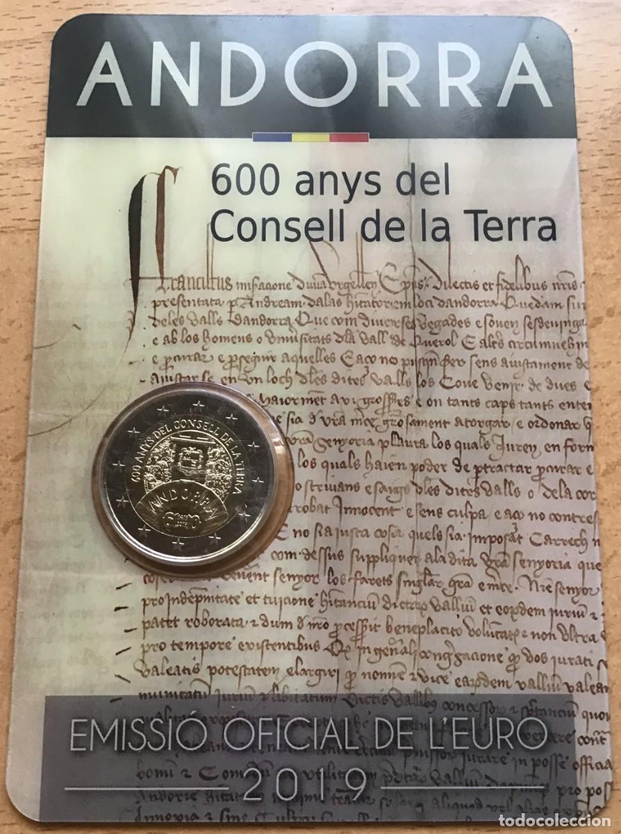 Euros: 2 euros conmemorativos de Andorra. Consell de la Tierra. A&ntilde;o 2019. Sin circular Coin card