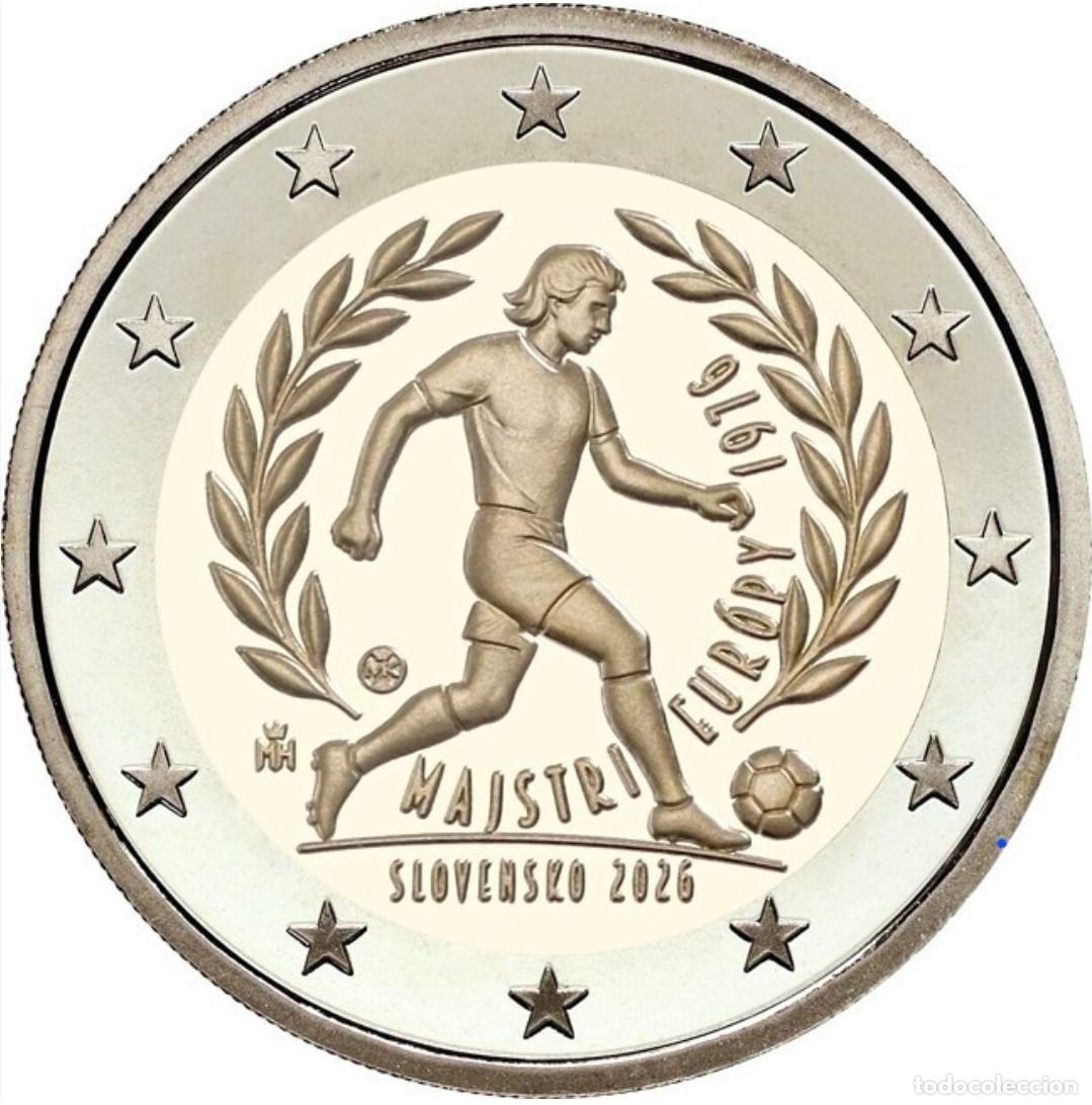 Euros: MONEDA 2 EUROS ESLOVAQUIA 2026 - CAMPEONATO FUTBOL 1976 - SIN CIRCULAR