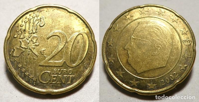Euros: Moneda de B&eacute;lgica 20 c&eacute;ntimos de Euro 2002