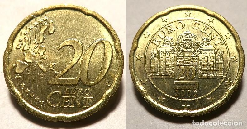 Euros: Moneda de Austria 20 c&eacute;ntimos de Euro a&ntilde;o 2002