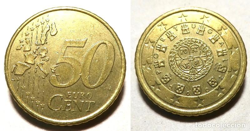 Euros: Moneda de Portugal 50 c&eacute;ntimos de Euro a&ntilde;o 2002