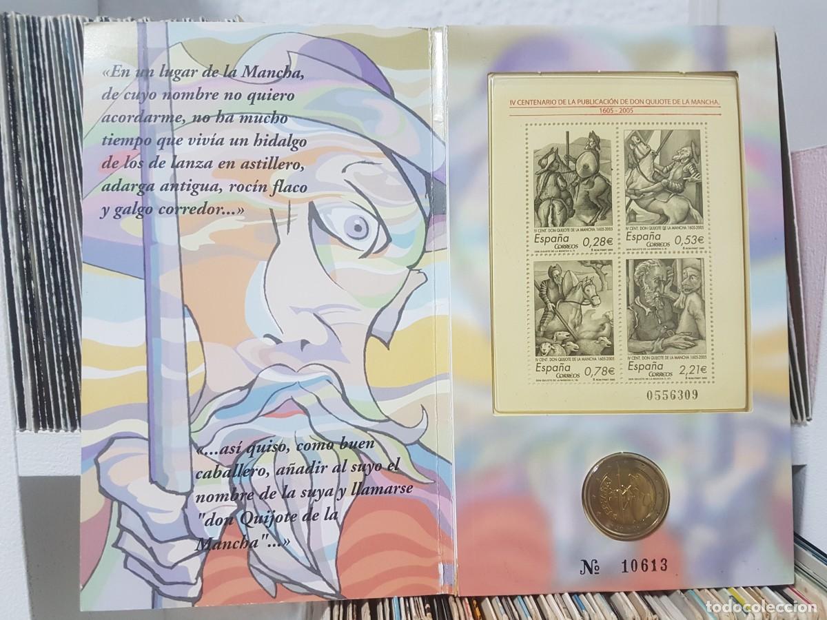 Euros: H) Juan Carlos I &rdquo;IV Centenario publicaci&oacute;n de El Quijote (Moneda y Sello) FDC - LEER DESCRIPCION