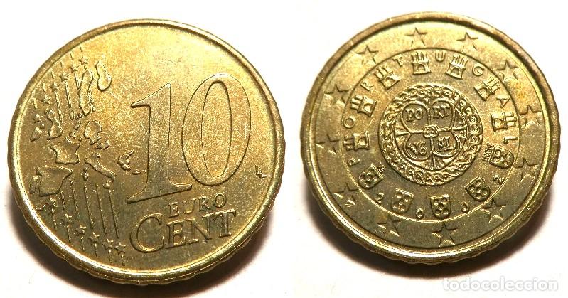 Euros: Moneda de Portugal 10 c&eacute;ntimos de Euro a&ntilde;o 2002