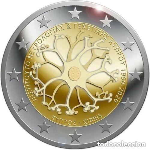 Euros: 2 euros 2020 Chipre &ndash; 30 a&ntilde;os del Instituto de neurolog&iacute;a y gen&eacute;tica(TIRADA 400.000)
