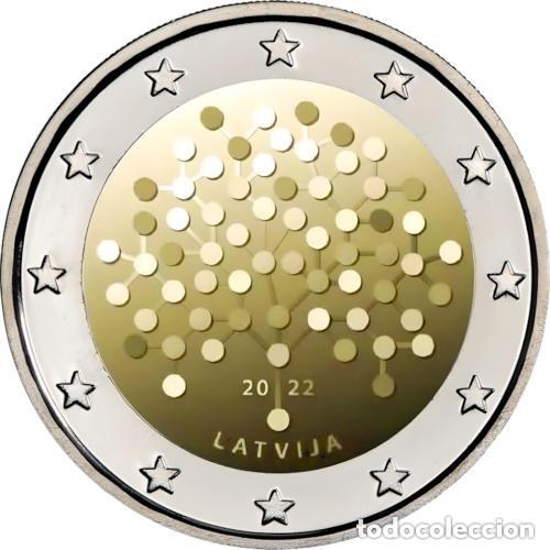Euros: LETONIA 2022. MONEDA DE 2 EUROS CONMEMORATIVA DE LOS 100 A&Ntilde;OS DEL BANCO DE LETONIA. DE CARTUCHO