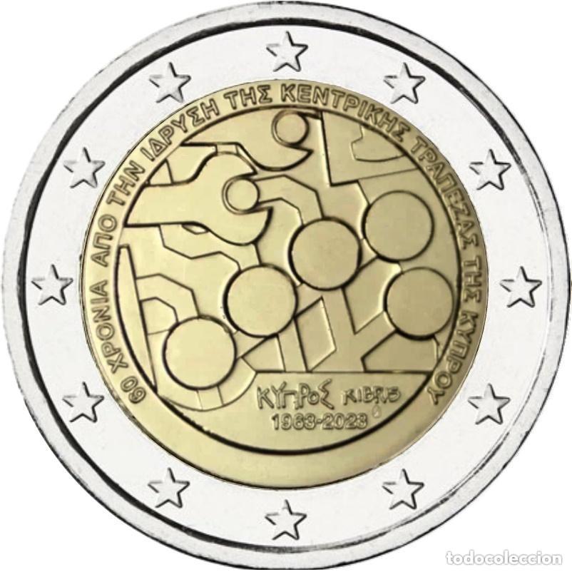 Euros: CHIPRE 2023. MONEDA DE 2 EUROS DEL 60 ANIVERSARIO DEL BANCO CENTRAL. DE CARTUCHO
