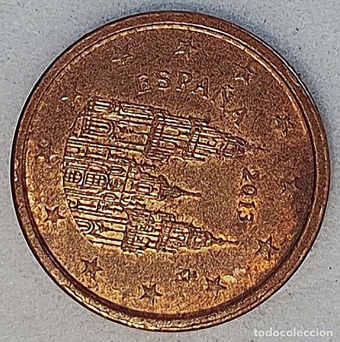 Euros: 1 c&eacute;ntimo &euro; Espa&ntilde;a 2013 con defectos en 2 caras - Foto 2