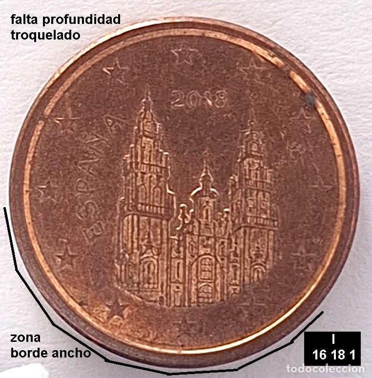 Euros: 1 c&eacute;ntimo &euro; Espa&ntilde;a 2018 defectos en 2 caras