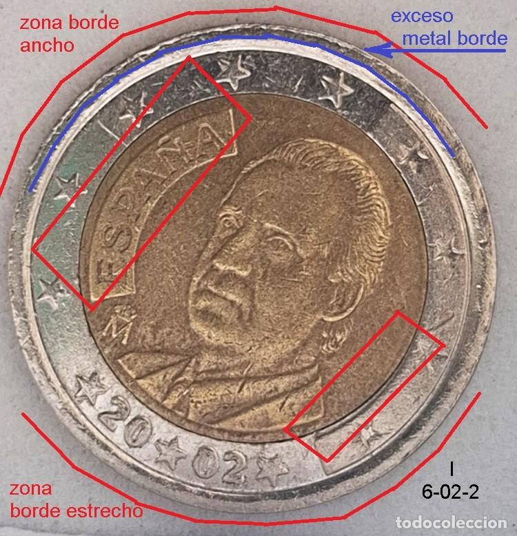Euros: 2 &euro; 2002 de Espa&ntilde;a Juan Carlos I con defectos en 2 caras.
