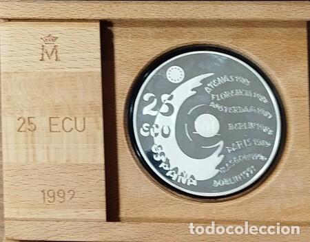 Euro: Moneda de 25 ECU de Plata 'MADRID' de 1992, en estuche. Sin circular.