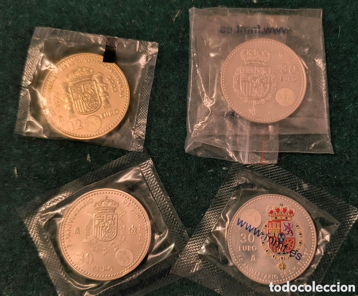 Euros: Cuatro monedas de plata 30 euros y 12