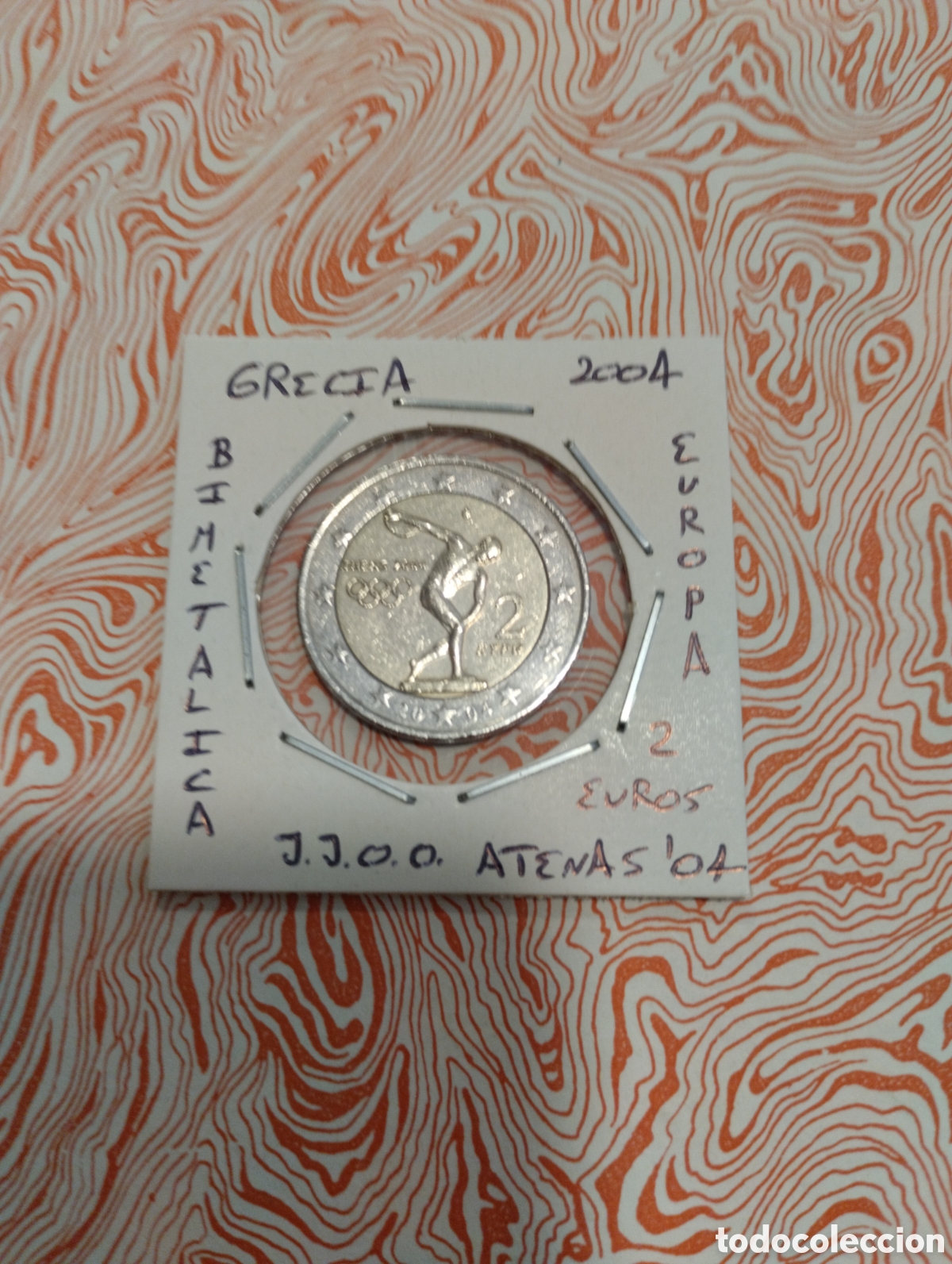 Euros: Moneda 2 euros Grecia a&ntilde;o 2004 juegos ol&iacute;mpicos Atenas 04 mbc encartonada