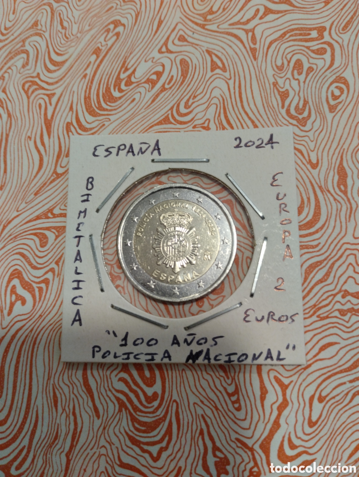 Euros: Moneda 2 euros Espa&ntilde;a a&ntilde;o 2024 polic&iacute;a Nacional ebc encartonada