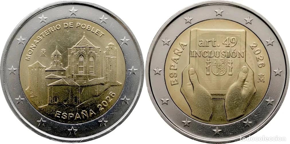 Euros: 2026 ESPA&Ntilde;A 2 &euro; CONME. &rdquo;ART. 49 INCLUSION&rdquo; Y &rdquo;MONASTERIO DE POBLET&rdquo;