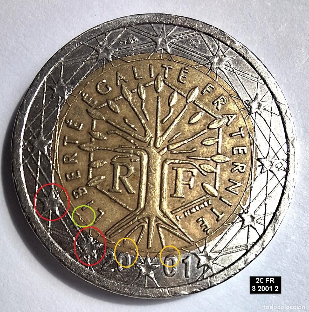 Euros: 2 &euro; 2001 Francia - &Aacute;rbol de la vida - Varios defectos troquelado en cara y canto.
