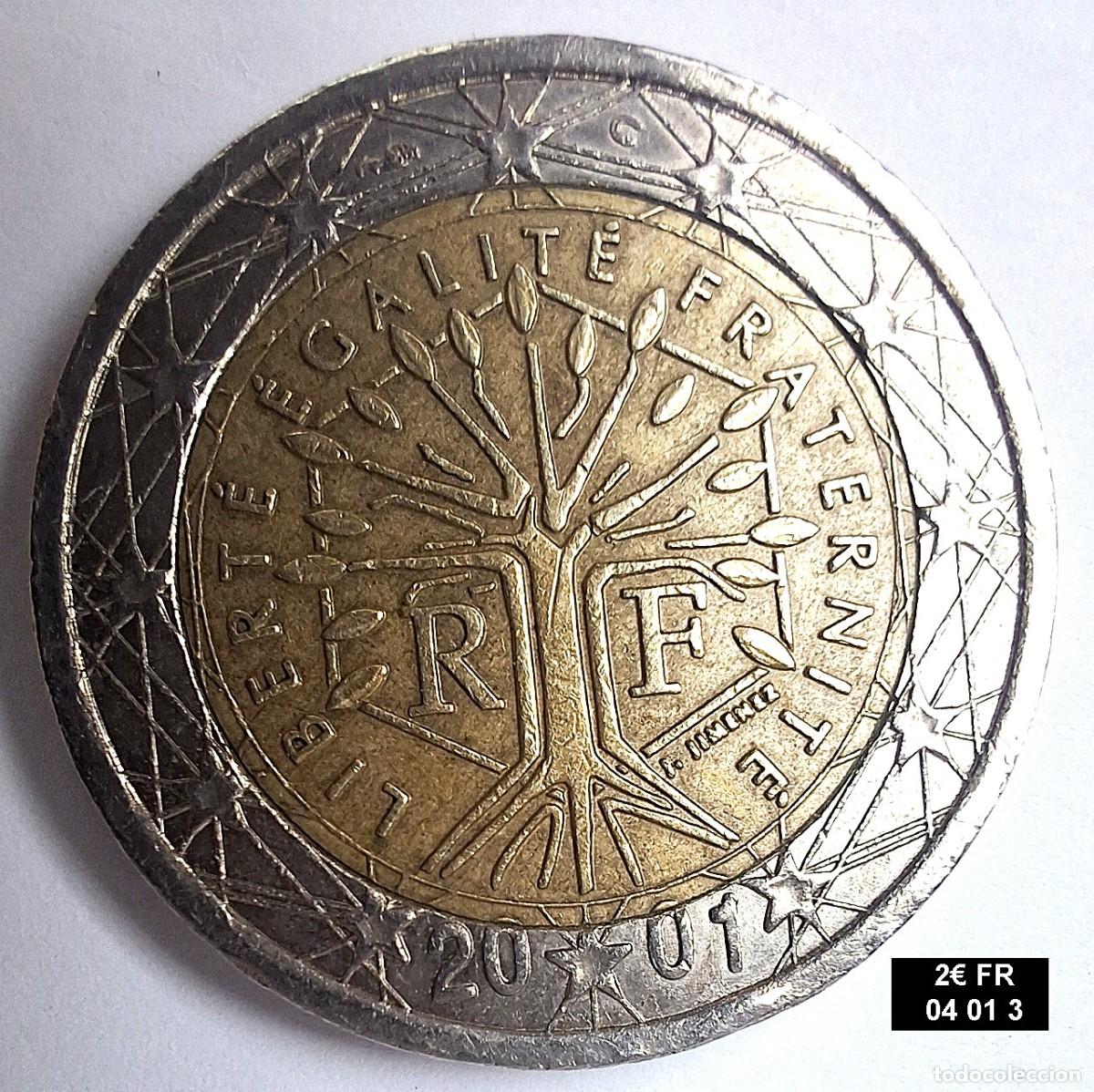 Euros: 2 &euro; 2001 Francia - &Aacute;rbol de la vida - Varios defectos troquelado en 2 caras y canto.