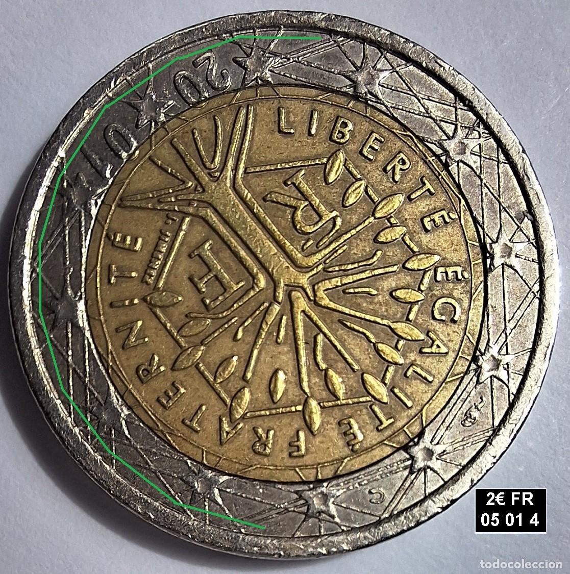 Euros: 2 &euro; 2001 Francia - &Aacute;rbol de la vida - Varios defectos troquelado en 2 caras y canto.