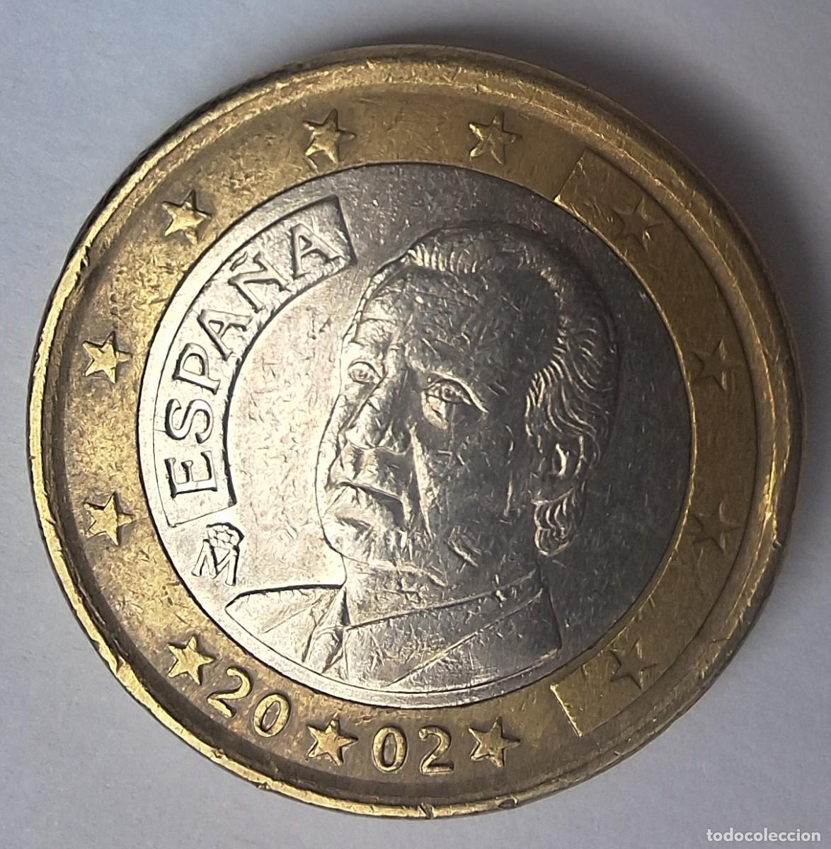Euros: 1 &euro; 2002 Espa&ntilde;a Juan Carlos I - Defectos troquelado en 2 caras y canto.
