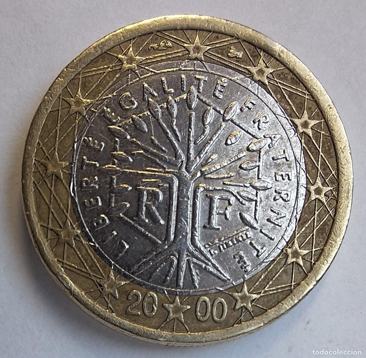 Euros: 1 &euro; 2000 Francia - Arbol de la vida - descentrado en 2 caras y borde mapa y canto defectos
