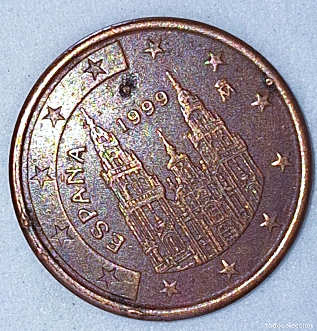 Euros: 5 cent euro Espa&ntilde;a 1999 - Catedral de Santiago. 2 caras chamuscadas y descentradas.