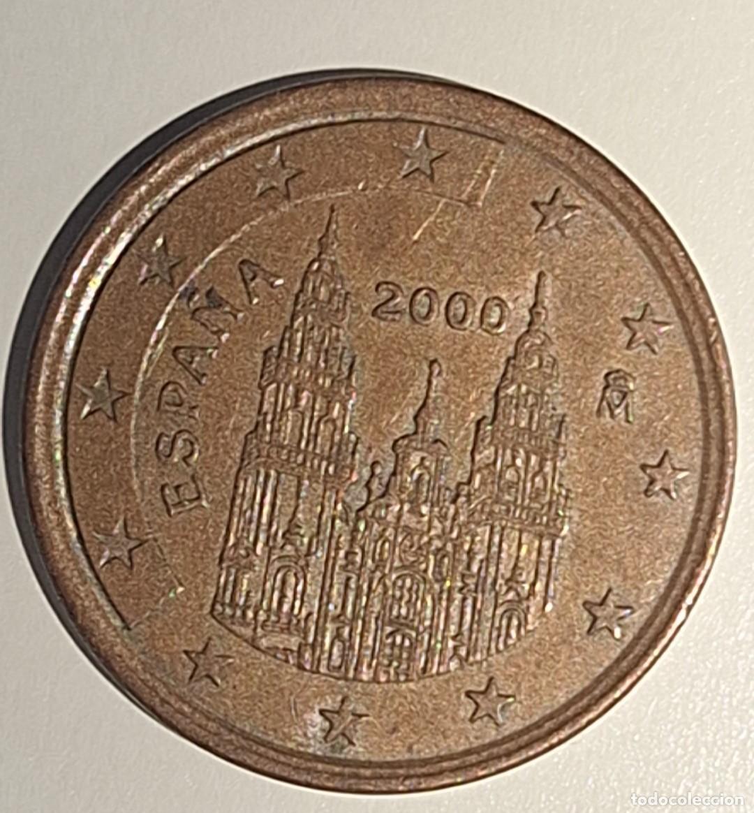 Euros: 5 cent euro Espa&ntilde;a 2000 - Catedral de Santiago. 2 caras descentradas y doble borde.